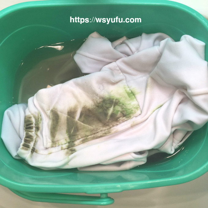 草汁シミの落とし方は万能シミ汚れ洗剤「魔法水」が有効！洗濯前の下 