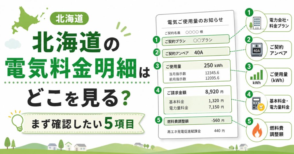 北海道　電気代　電気料金明細　見方