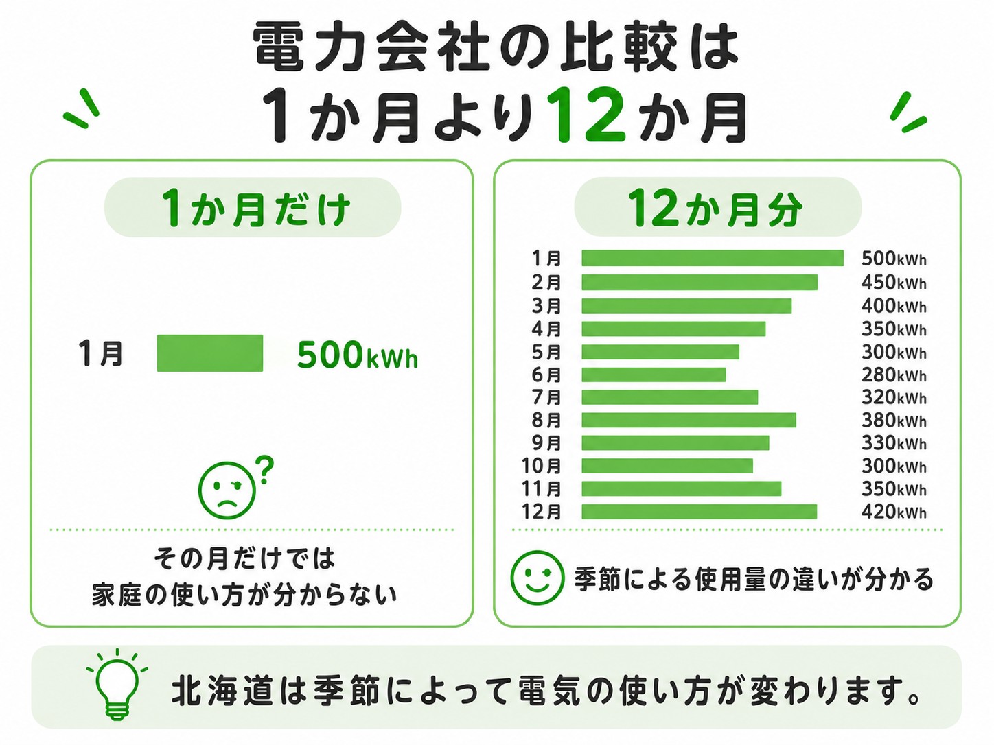 電気代比較　電力会社比較　12ヶ月分