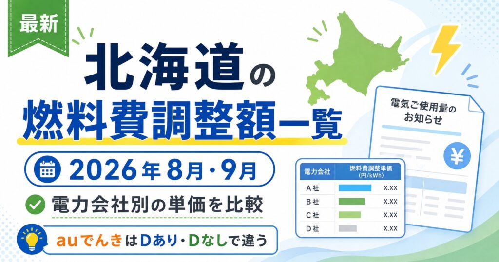 北海道　新電力会社　燃料費調整額一覧