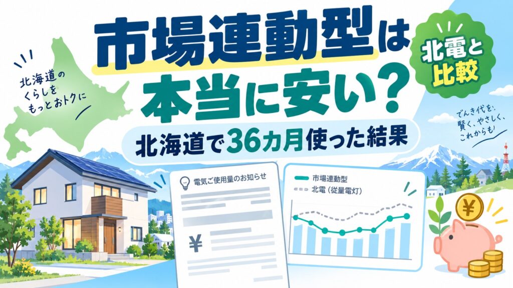 電気代　北海道　市場連動型プラン　実際に36カ月契約した結果
